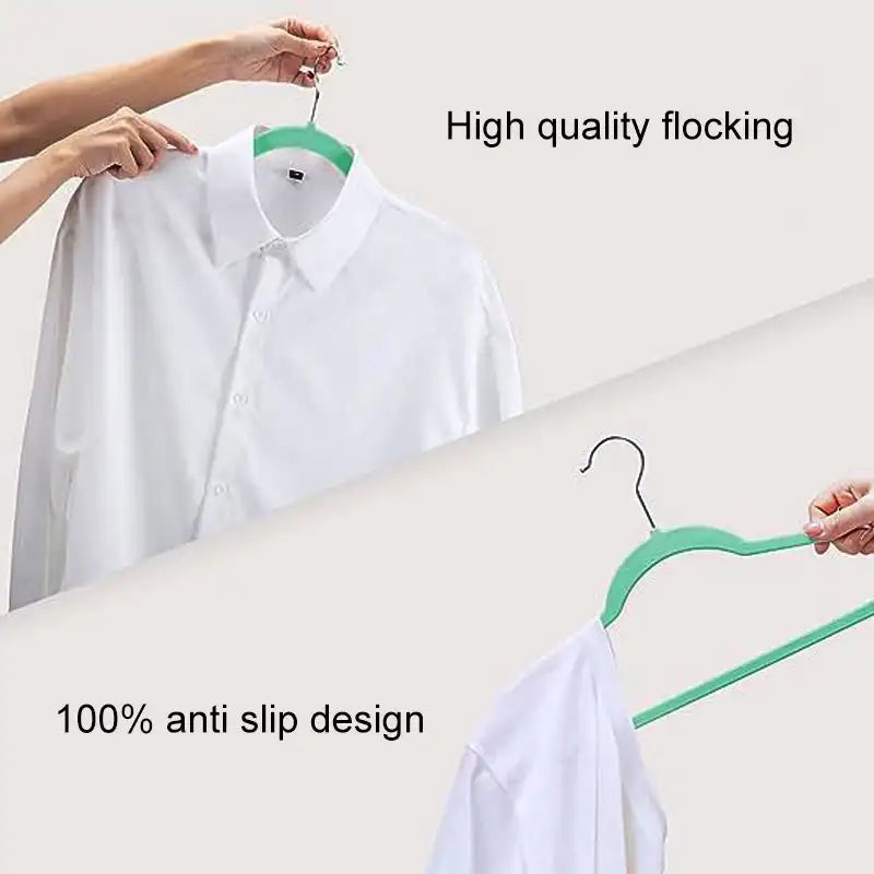 Velvet Non-Slip Hangers 10 Pack Gray Flocking Multifunctional Anti Slip Clothes Hanger Wrinkle Resistant Adult Plastic