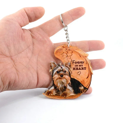 1 Piece 23 Style Dog Forever In My Heart  Angel Pendant Bag Key Chains Car Keychain Keyring  Pet Jewelry Gift For Women Girls