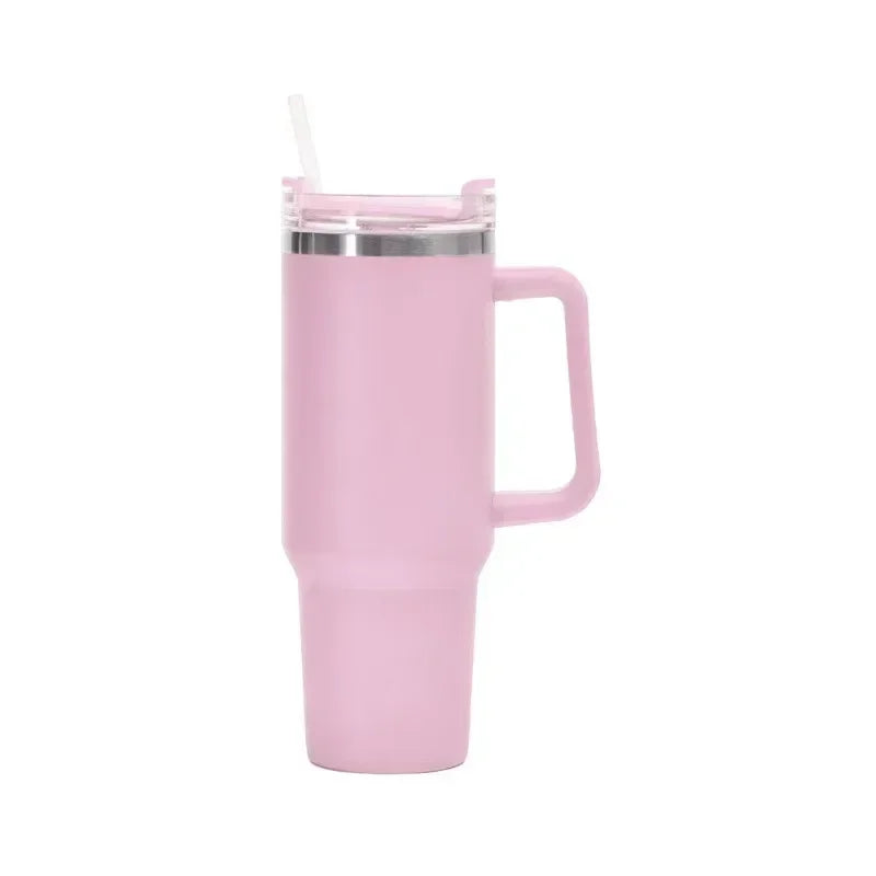 New large capacity 40oz stainless steel water bottle, car coffee cup, handle cup, vacuum insulated bottle with straw