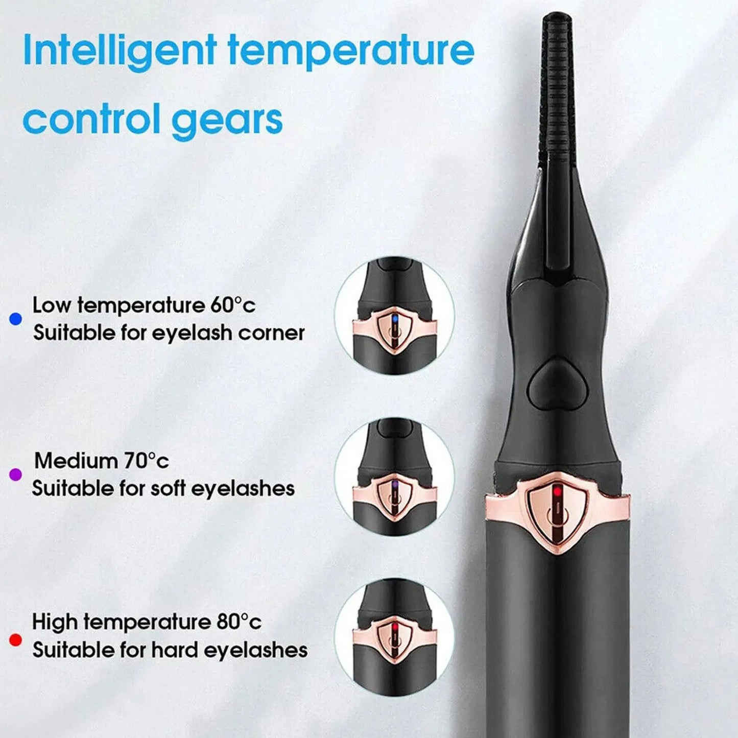 Portable USB Electric Eyelash Curler Fast and Natural Heating High Low Temperature Control Lasting Maintenance Cosmetic Tool