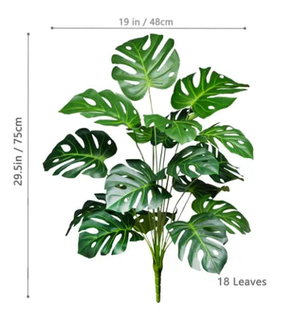 105cm /40.5in Artificial Monstera Plants Fake Palm Tree Plastic Turtle Leaves Green Tall Plants For Home Garden Room Decor