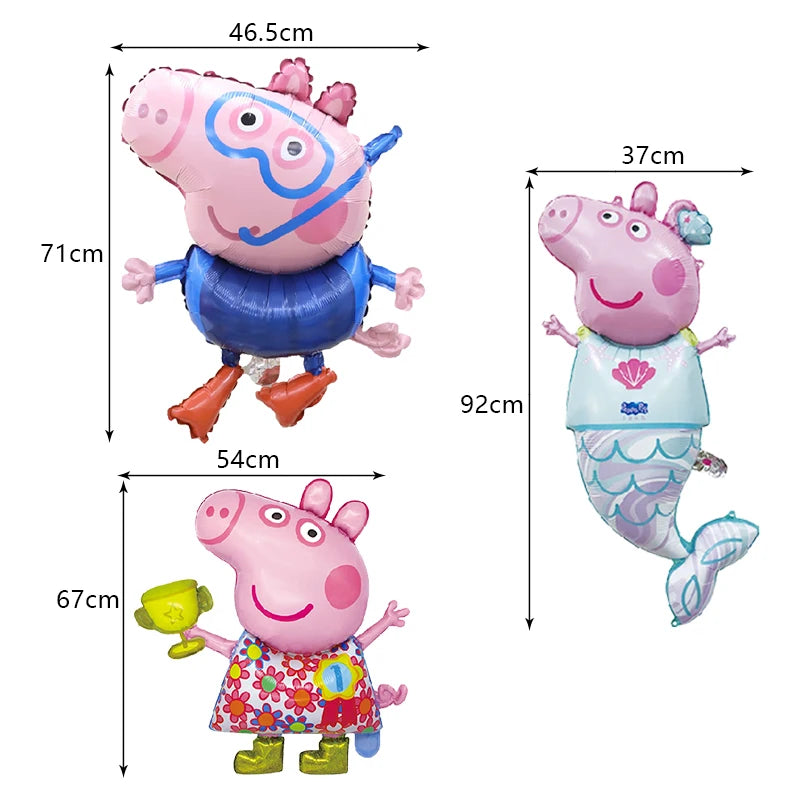 Peppa Pig Birthday Party Decoration Aluminum Foil Balloon For Kid Event Supplies Disposable Tableware Banner Backdrop Gift