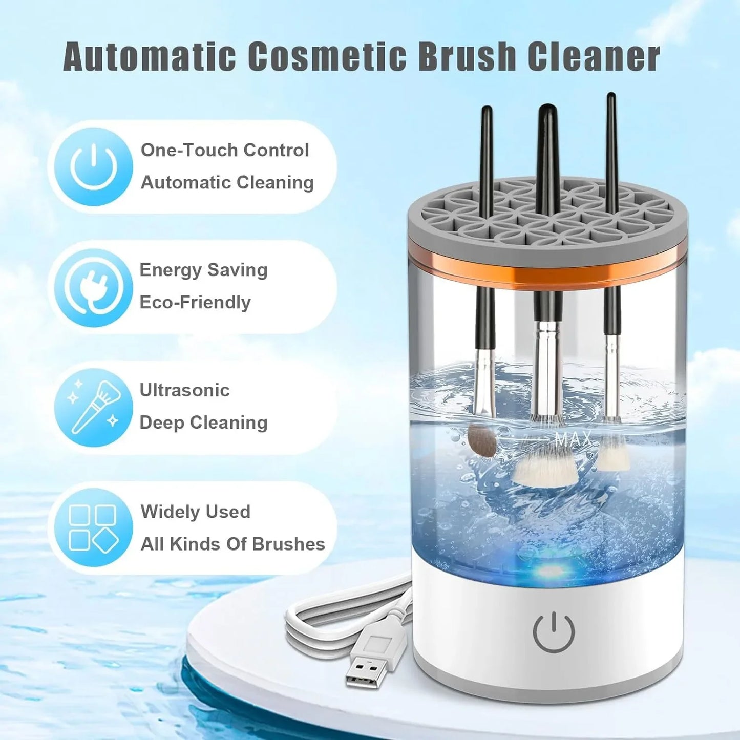 USB Plug Portable Electric Makeup Brush Cleaner with Rubber Makeup Machine Electric USB Quick Cleaner Cleaning Brush Collar Brus