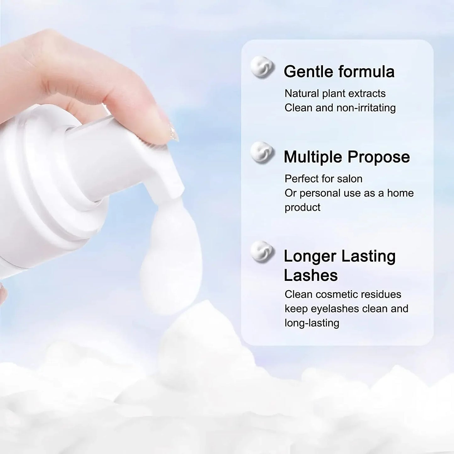 50ml Lanthome Eyelash Extension Shampoo Foam Eyelid Deep Clean Cleanser For Makeup Tools Mascara Remover Glue Salon Home Use