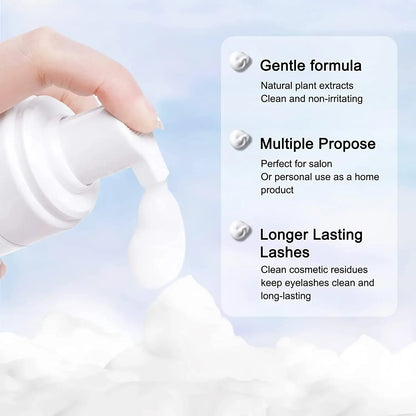 50ml Lanthome Eyelash Extension Shampoo Foam Eyelid Deep Clean Cleanser For Makeup Tools Mascara Remover Glue Salon Home Use