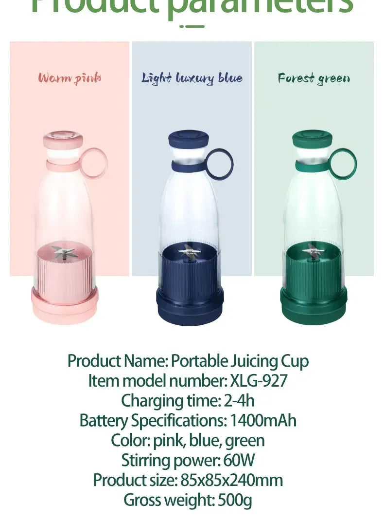 Electric Juicer Cup 6 Blades Blender Milkshake Machine USB Portable Fruit Milk Mixing Tool Mini Fresh Juice Blender