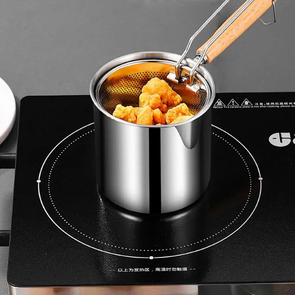 2 in 1Deep Frying Pot Kitchen Fryer With Strainer Stainless Steel Tempura Fryer Pan Fry Pot Chicken Fried Chicken Cooking Tools