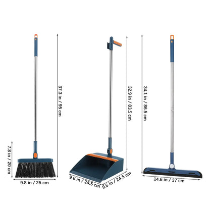 3pcs Mop Broom Dustpan Set Vertical Folding Sweeping Broom Non-stick Hair Long Handle Broom Household Cleaning Tool