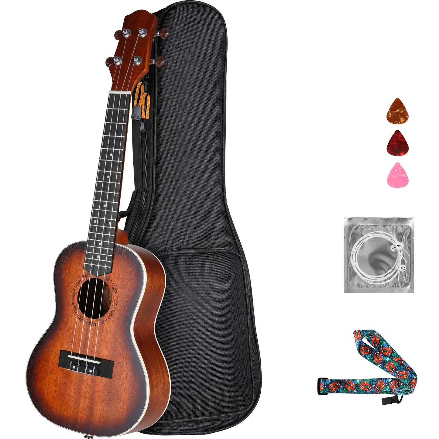 Ukulele for Kids Adults Beginners,21 Inch Soprano Ukulele Handmade Mahogany Wood Hawaiian Guitar with Strings Gig Bag, Brown