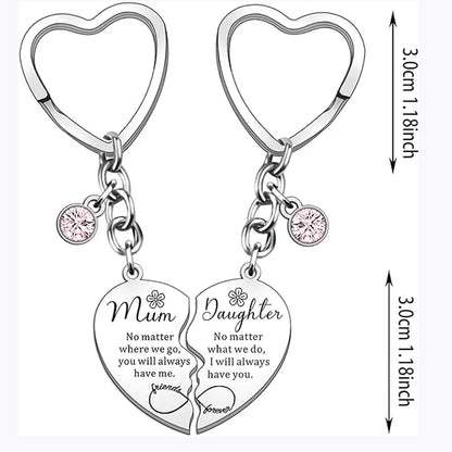 2 Pcs Mother Daughter Heart Matching Keyring Necklace Set Gifts For Mum Mothers Day Daughter Birthday Presents From Daughter