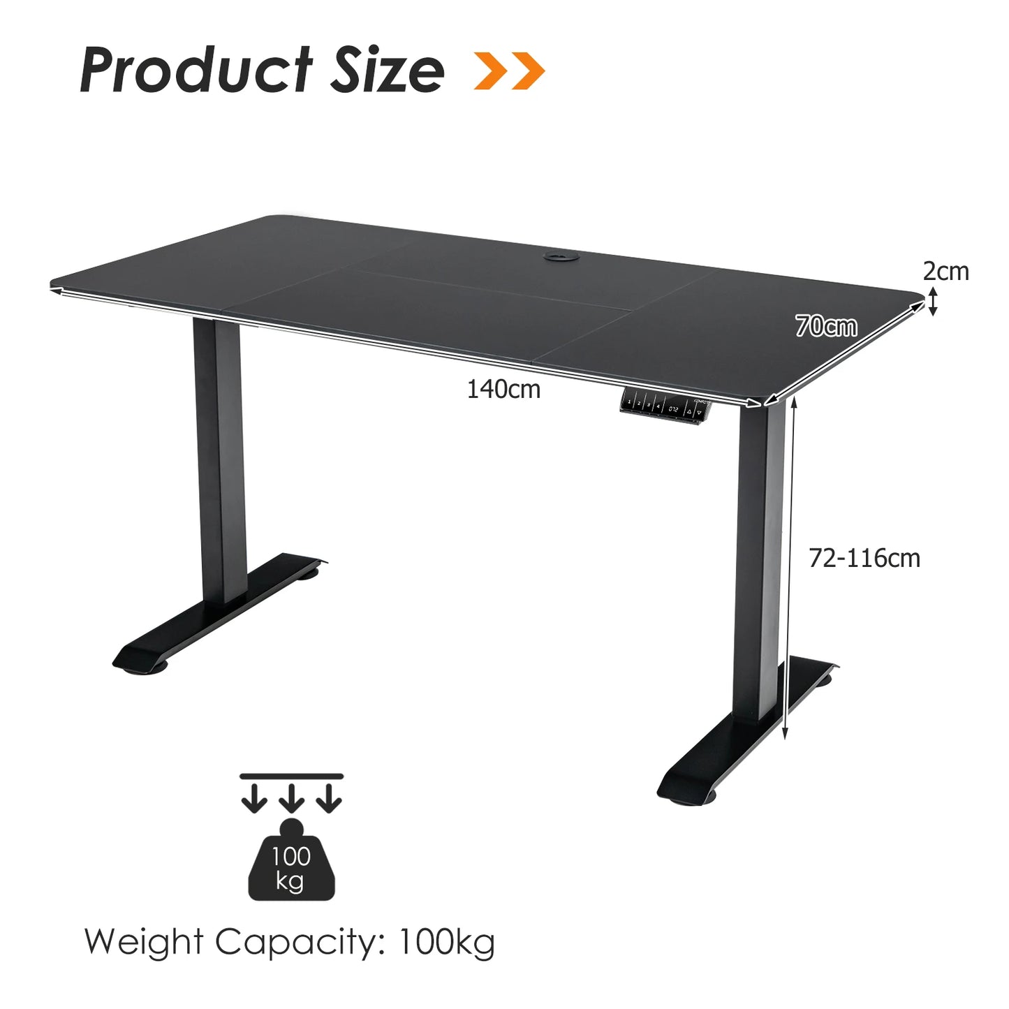 GOFLAME Electric Height Adjustable Standing Desk, Sit Stand Desk w/ Frame, 4 Programmable Preset Controller