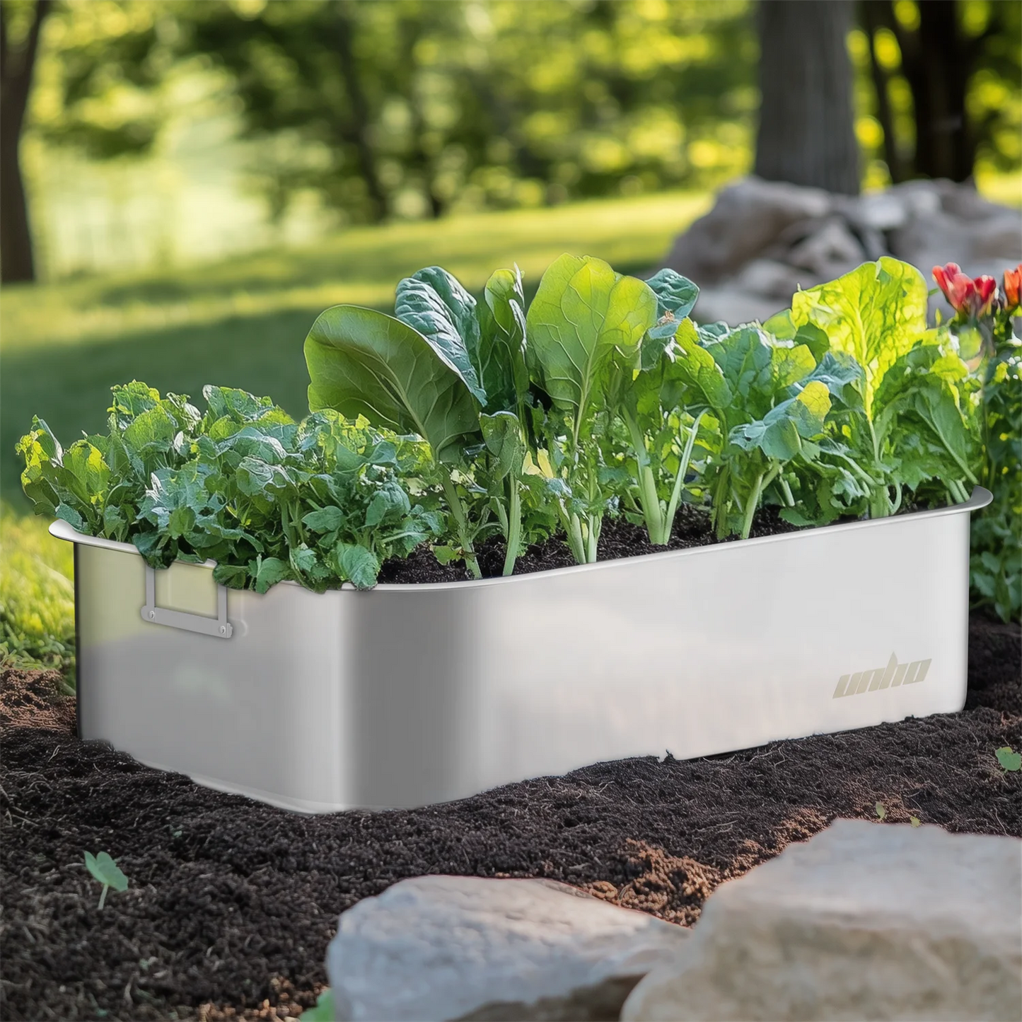 Set of 3 Gardening Plant Box Decks Stainless Steel Outdoor Indoor Plant Bed for Veggies Flower Plants Herbs