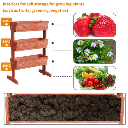 Wooden Vertical Raised Garden Bed, Vegetable Planter Box, Grow Vegetable Flower, Outdoor and Indoor, 3 Tier