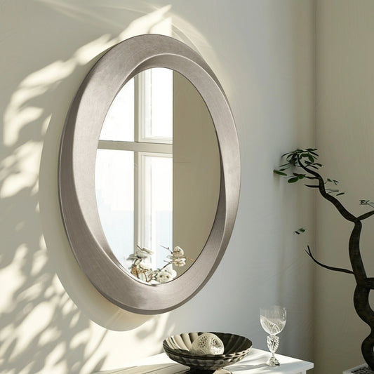 Oval Wall Mirror Beveled Edge Beautiful Curve Frame Accent Mirrors Baroque Gold Bathroom Mirror Vanity Mirror