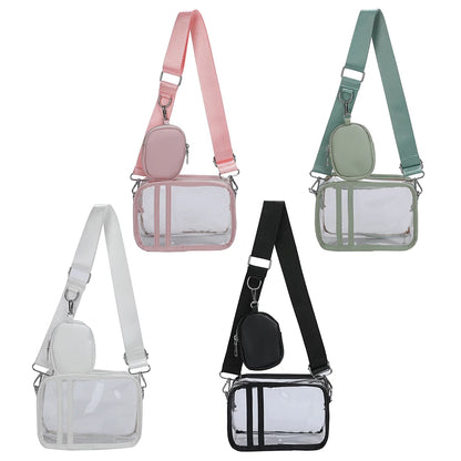 Transparent PVC Ladies Handbags Stadium Approved Small Clear Phone Bag Fashion Casual Waterproof Adjustable Strap with Small Bag