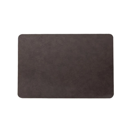 1pcs Light Luxury Solid Leather Placemat Coffee Brown PU Table Mat Waterproof Oilproof Heat-Insulated Plate Bowl Pad Table Decor