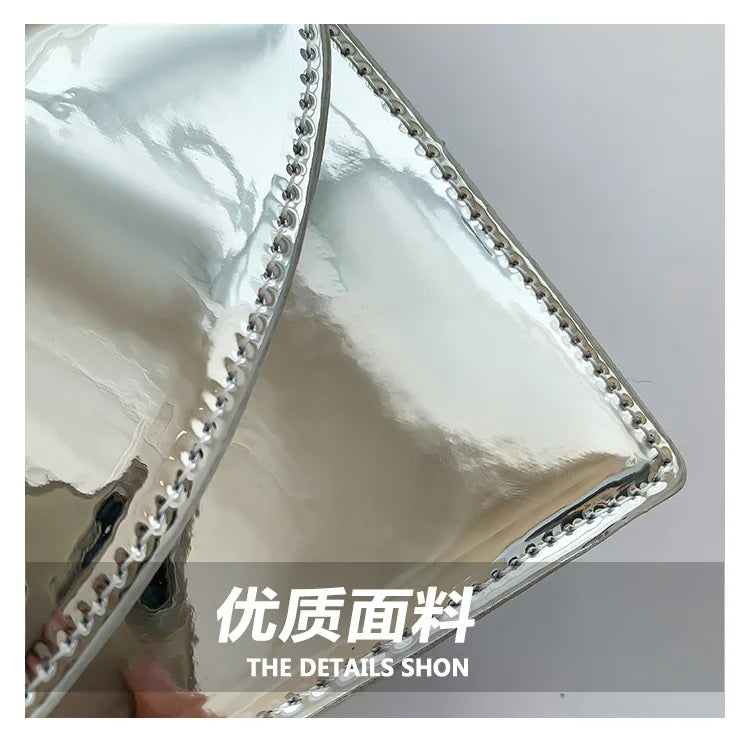 Shiny Leather Handbag And Purse Solid Color Designer Bags For Women Luxury Style Fashion Female Hand Bag High Quality Clutches