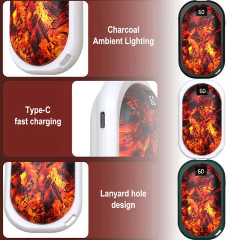 2X Warmers 10000Mah Power Bank Rechargeable Hand Warmer Electric Pocket USB