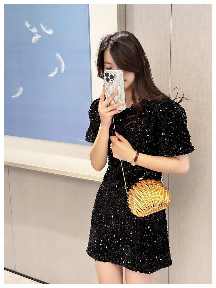 2024 Women Silver Gold Shell Bag Cute Acrylic Evening Clutch Bag With Strap For Wedding Party Small Purses Designer Handbags