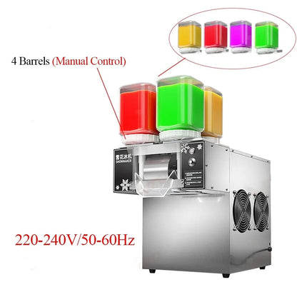 New Design 120KG/24H Air-cooled Snowflake Ice Machine Small Snow 4 Flavors Snow Ice Bingsu Shaver Smoothie Crusher 110V 220V