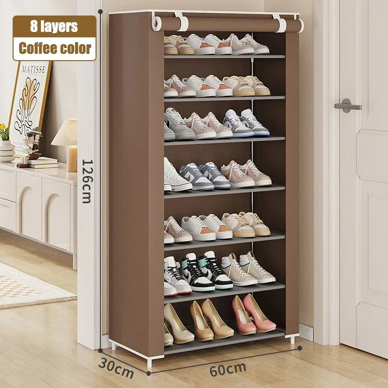 Shoe Cabinet Dustproof Fabric Multifunctional Storage Shoe Rack Moisture-proof Elevated Design Large Capacity Shoe Rack Cabinet