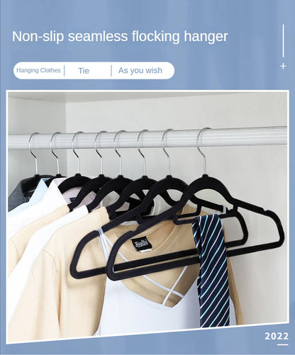 Velvet Non Slip Hangers for Coats,Heavy Duty Black Hangers for Coats,Pants,Dress Clothes,Space Saving Felt Hangers for Clothing