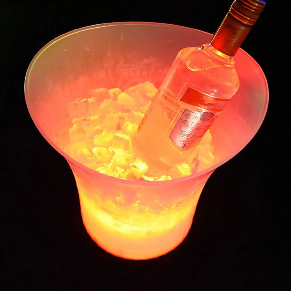 5L 6 Color LED Ice Bucket Waterproof Plastic Light Up Champagne Beer Buckets For Bars Nightclubs Night Party