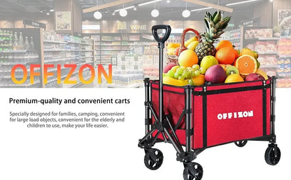 (Free shipping）Collapsible Folding Wagon, Heavy Duty Collapsible Wagon Cart, Foldable Utility Grocery Wagon for Camping