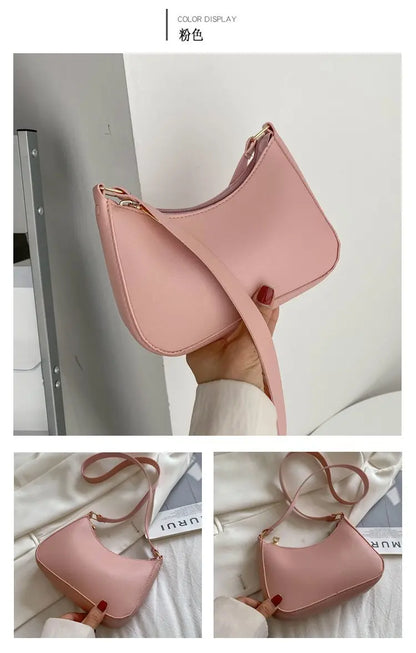 Women's Bag 2022 Trend Handbags Female Handbags Retro Solid Color PU Leather Shoulder Underarm Bag Ladies Shopper Hobos Bag