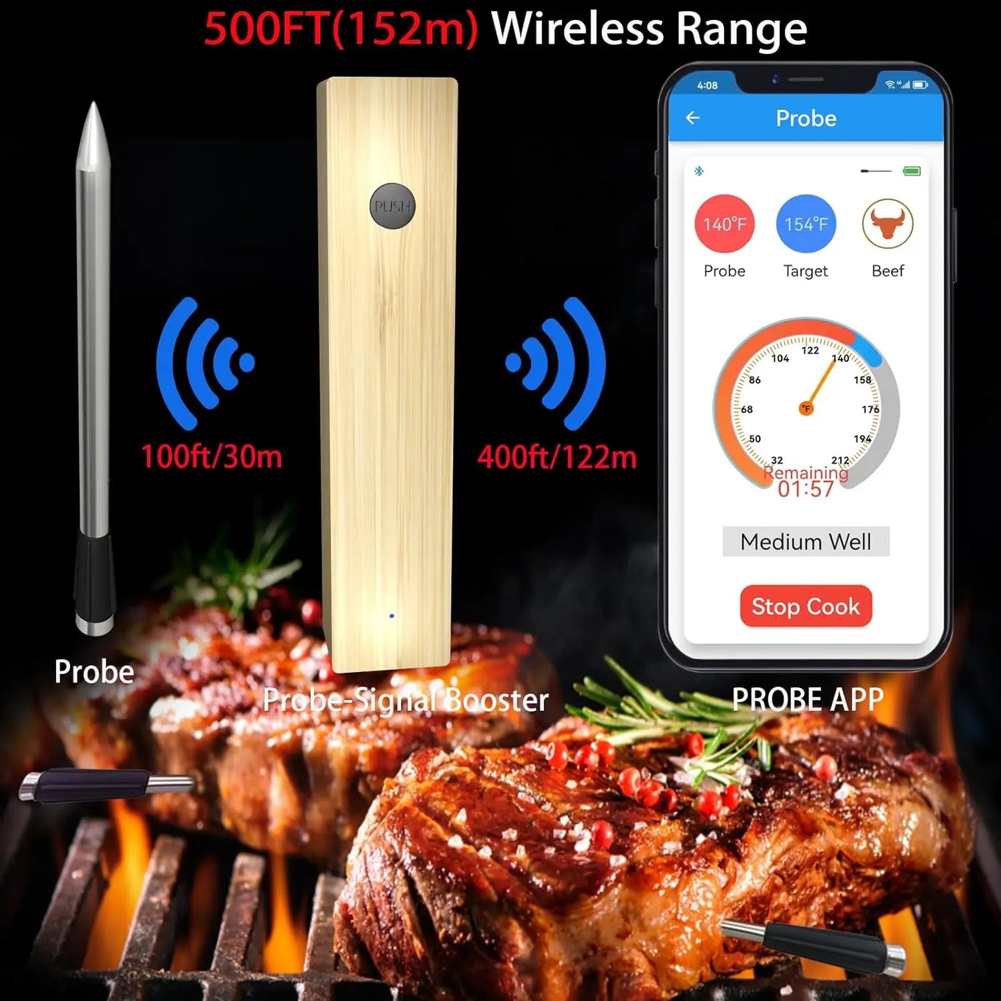 Newest Wireless Meat Food Thermometer Kitchen Cooking Tool Oven Grill BBQ Steak Bluetooth Temperature Meter Barbecue Accessories