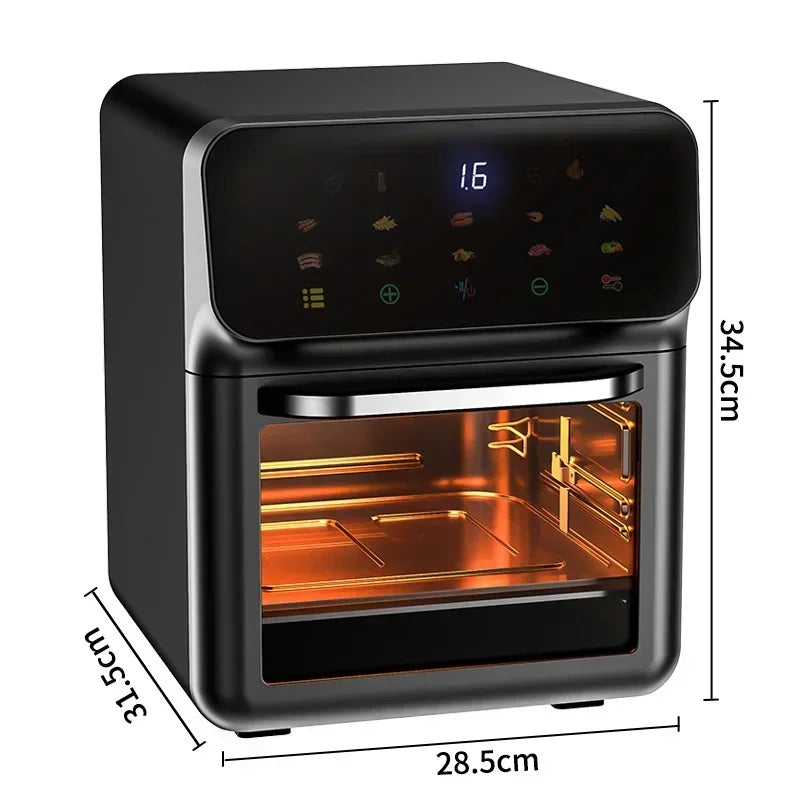 Electric Hot Air Fryer, 12L Large Capacity, 90% Less Oil, Convection Oven Deep Fryer, 360°Baking Viewable Window, Home Appliance