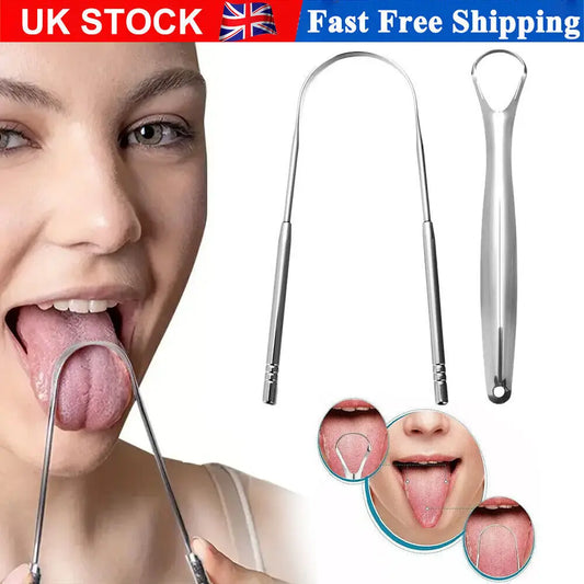 2X Premium Metal Tongue Scraper Cleaner for Adults & Kids, Portable Stainless Steel Tongue Scrapers Brushes for Removing