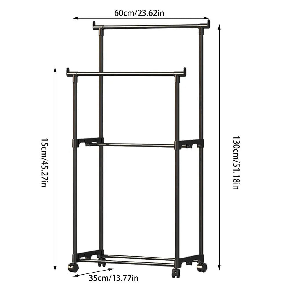 Rolling Garment Rack Metal Clothes Rack On Wheels Closet Organizers And Storage Multi-Functional Wardrobe Space Saver For