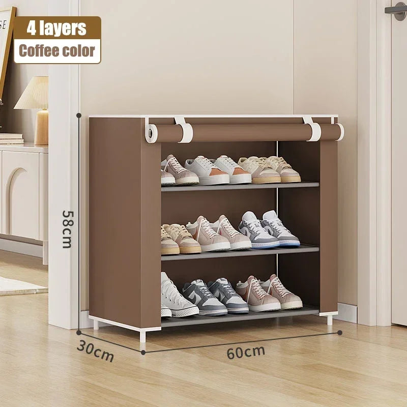 Shoe Cabinet Dustproof Fabric Multifunctional Storage Shoe Rack Moisture-proof Elevated Design Large Capacity Shoe Rack Cabinet