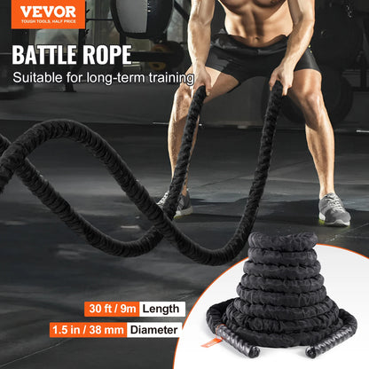 VEVOR Battle Rope Polyester Exercise Rope Battle Exercise Equipment with Protective Sleeve and Anchor Heavy Weighted Pull Rope