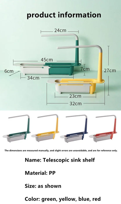 Telescopic Sink Shelf Kitchen Sinks Organizer Soap Sponge Holder Sink Drain Rack Storage Basket Kitchen Gadgets Accessories Tool