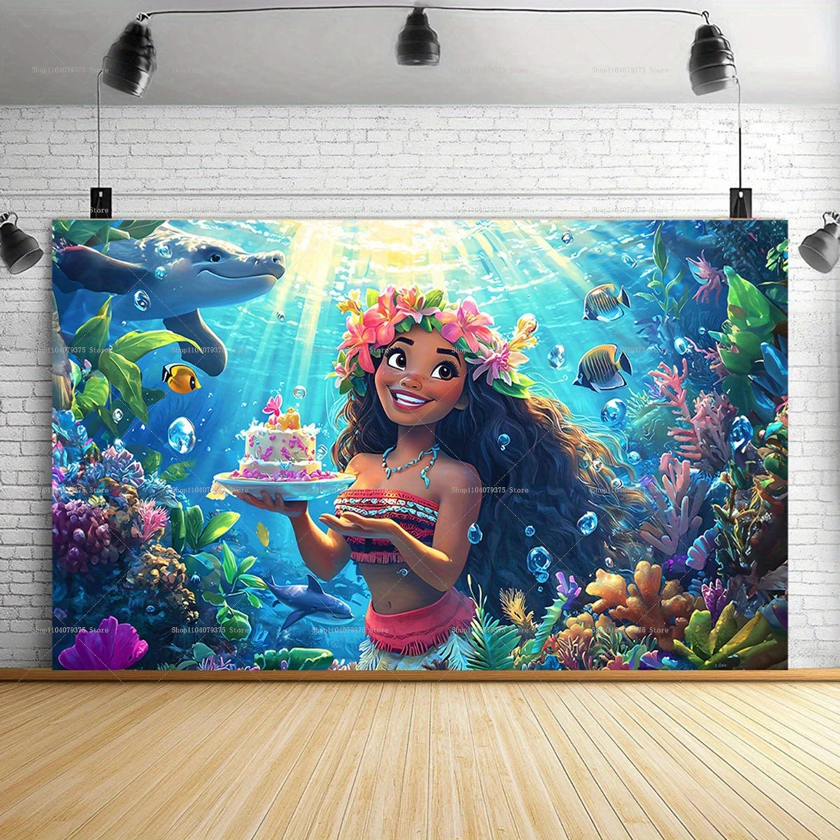 1pc Disney Moana Adventure Photography Background Decoration TuiSina Children's Birthday Party Photo Banner Baby Photo Booth