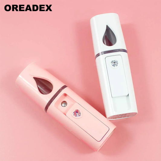 OREADEX Mini Nano Mist Sprayer Cooler Facial Steamer Humidifier USB Rechargeable Face Moisturizing Nebulizer Beauty Skin Care