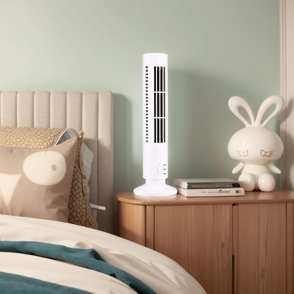 LED Tower Fan Bladeless Cooling Fan 2 Gear Speed No Leaf Air Conditioner Portable Electric Floor Fan for Living Room Bedroom