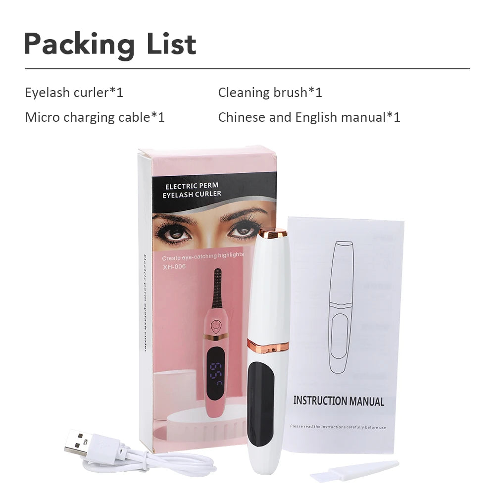 Electric Heated Eyelash Curler Portable Natural Eyelash Curling Device Long Lasting Professional Beauty  Eyelash Styling