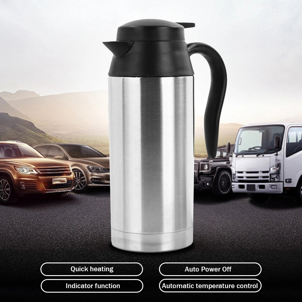 12/24V Car Electric Kettle Boil Dry Protection 750ml Car Coffee Mug Quick Boiling Kettle Pot Heated Heating Travel Cup Kettle