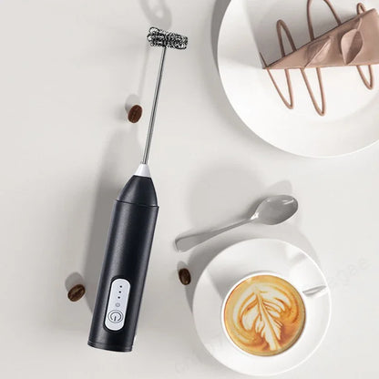 1PCS electric milk frother 3-speed adjustable mini mixer rechargeable stainless steel coffee cappuccino cream kitchen mixer