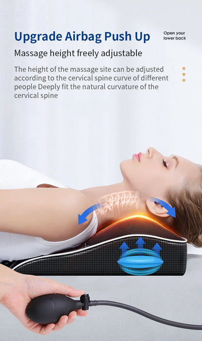 Jinkairui Electric Shiatsu Head Neck Cervical Ttraction Body Massager Car Back Pillow with Heating Vibrating Massage Device