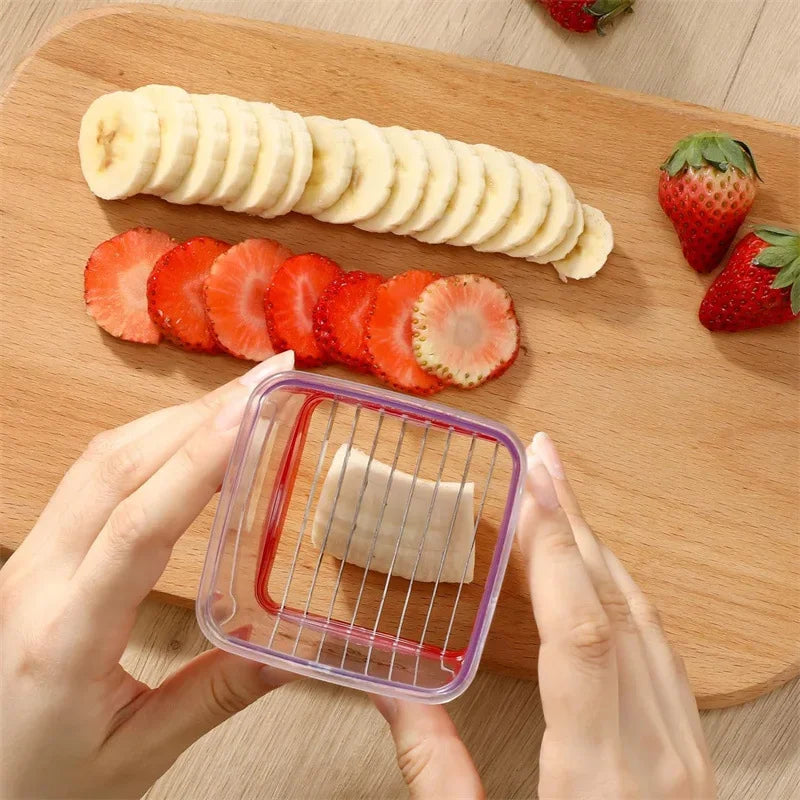 New Fruit Vegetable Speed Slicer with Push Plate Manual Cup Cutter Portable Banana Strawberry Slicing Tool Kitchen Accessories