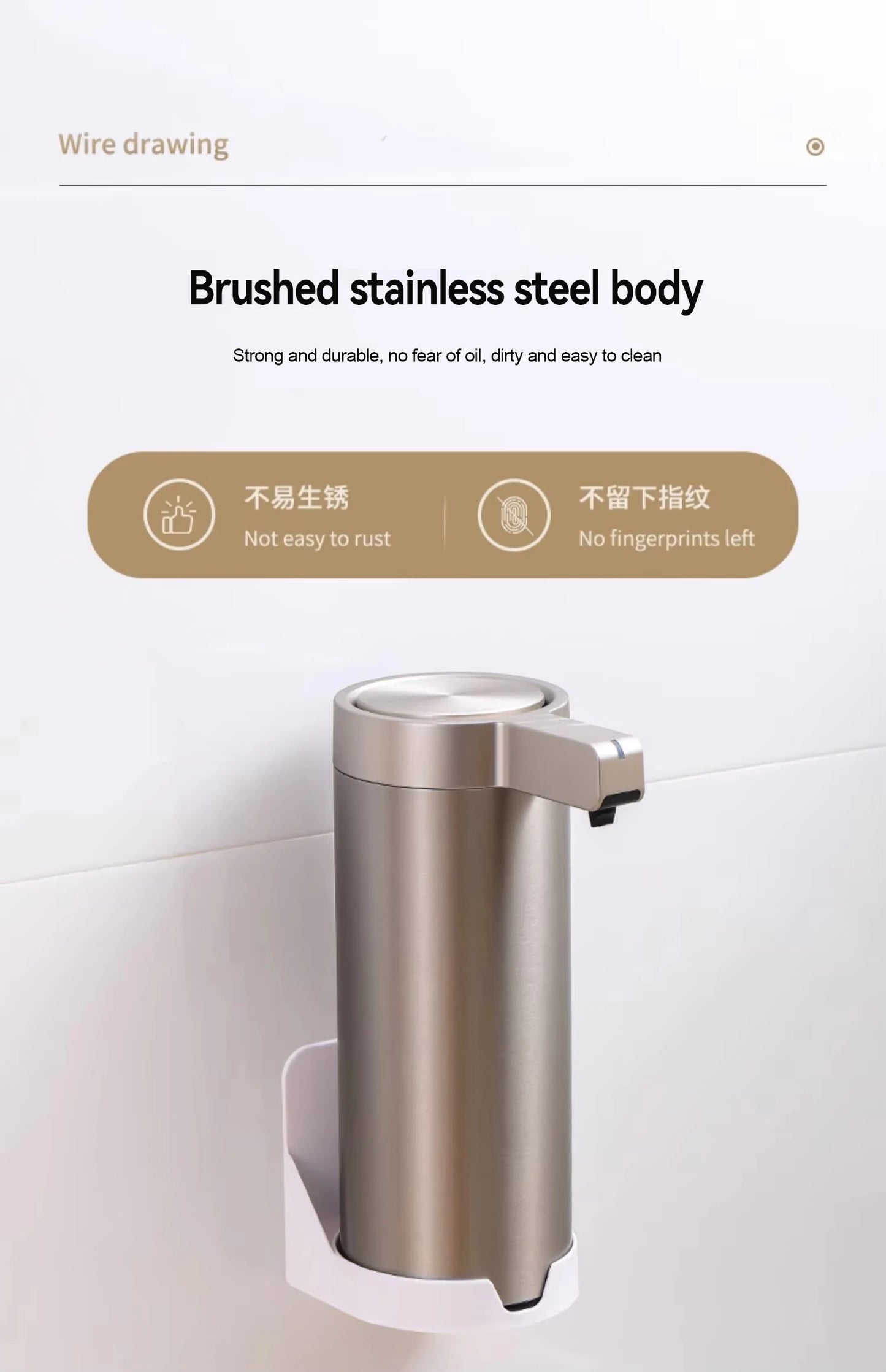 304 Stainless Automatic Liquid Soap Dispensers Steel Kitchen Metal Lotion Bottle Touchless Induction Sensor Bathroom Accessories