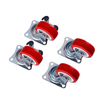 4PCS Heavy Duty Furniture Caster Wheels With Brake 360° Rotatable 2 Inch Swivel Rubber Roller For Trolley Furniture Wheels