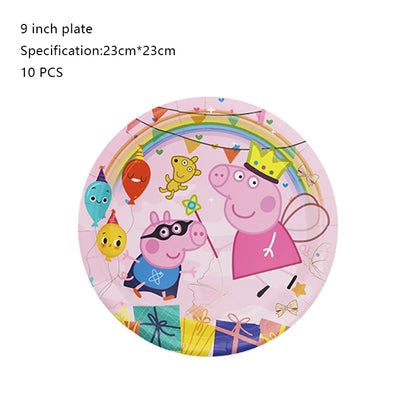 Peppa Pig Birthday Party Decoration Foil Latex Balloon For Kid Event Supplies Banner Backdrop Disposable Tableware Plate Cup