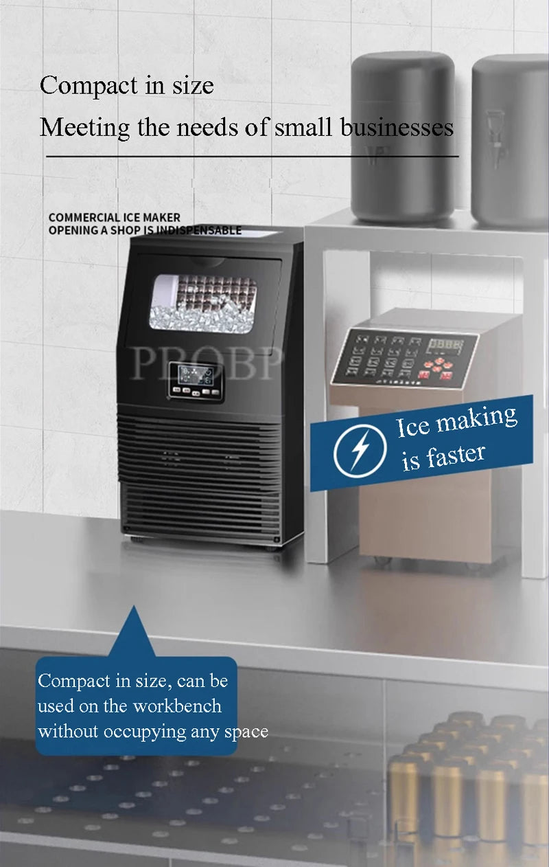 PBOBP Ice Maker Countertop, Chewable Pebble Ice 34Lbs/26.5LbsPer Day, Crunchy Pellet Ice Cubes Maker Machine