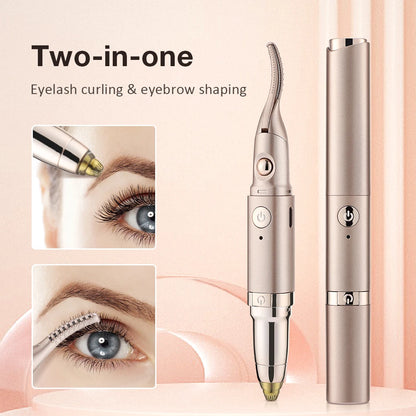 Electric Eyelash Curler Eyebrow Trimmer 2 in 1 Multifunctional Heated Eye Lashes Long Lasting Naturally Curled Tools Make Up