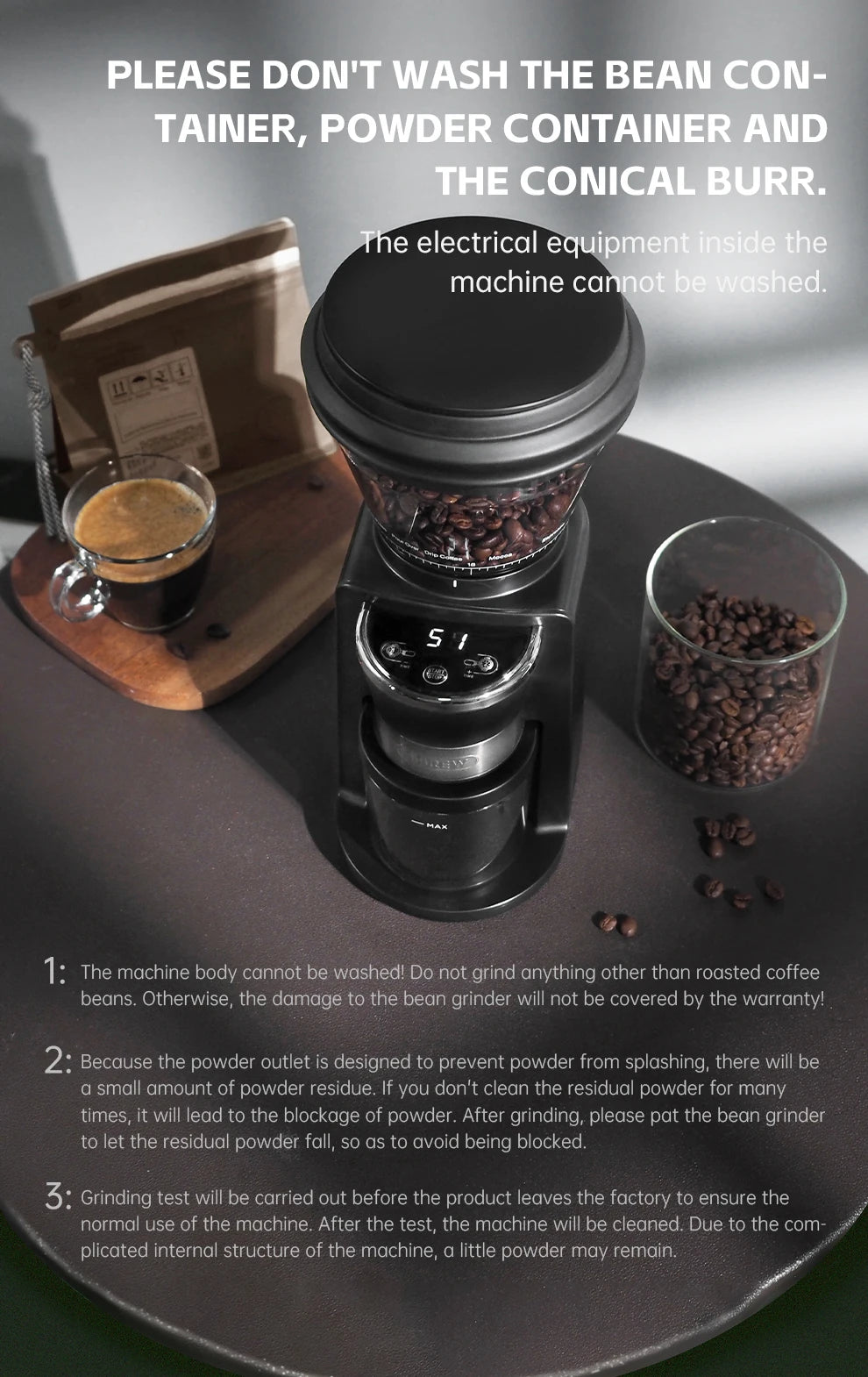 HiBREW Automatic Burr Mill Electric Coffee Grinder with 34 Gears for Espresso American Coffee Pour Over Visual Bean Storage G3